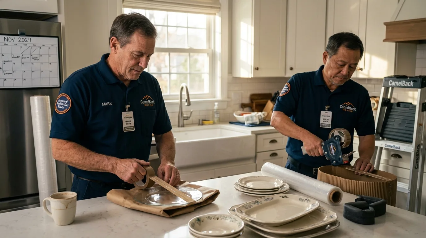 Professional crew packing kitchen dishware in Marceline, MO
